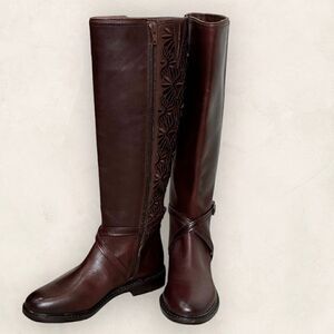 NWOT‎ Gianni Bini Roades Knee High Riding Boot Embroidered Brown Women's 5.5